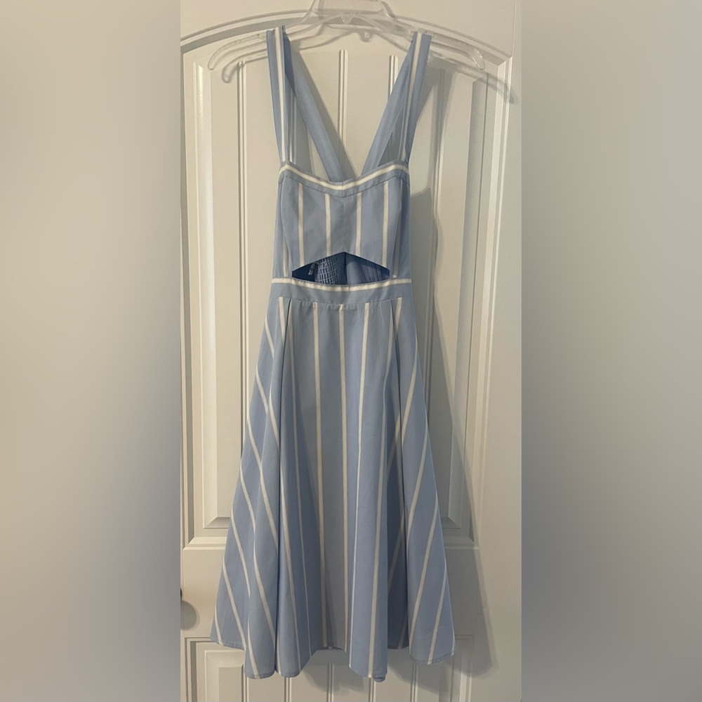 Size 2 NWOT Express stripe cut out cross back dress